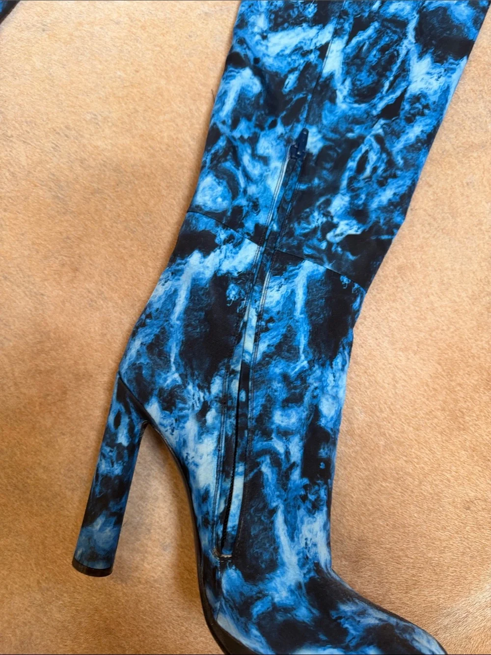 Burberry Blue and Black Over-the-Knee Boots